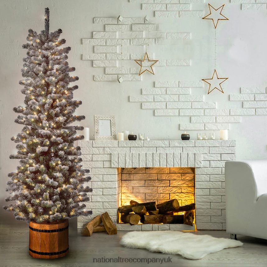 Trees | National Tree Company 6 ft Snowy Sheffield Spruce Slim Half Tree with Clear Lights F2L4F86